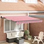 Cortina Retractabilă Manual Roșu și Alb 350 x 250 cm GartenMobel Dekor