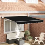 Cortina Retractabilă Negru 350 x 250 cm Poliester și Aluminiu GartenMobel Dekor