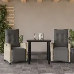 Set mobilier de grădină cu perne, 3 piese,gri deschis,poliratan GartenMobel Dekor