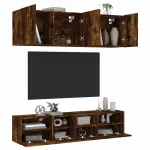 Unități TV de perete, 5 piese, stejar fumuriu, lemn prelucrat GartenMobel Dekor