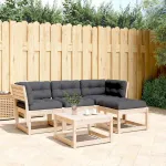 Set mobilier de grădină cu perne, 4 piese, lemn masiv de pin GartenMobel Dekor
