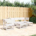 Set mobilier relaxare de grădină 5 piese alb lemn masiv de pin GartenMobel Dekor