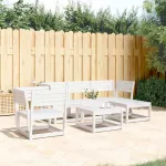 Set mobilier relaxare de grădină 5 piese alb lemn masiv de pin GartenMobel Dekor