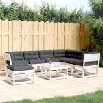 Set mobilier de grădină cu perne, 7 piese, lemn masiv de pin GartenMobel Dekor