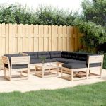 Set mobilier de grădină cu perne, 8 piese, lemn masiv de pin GartenMobel Dekor