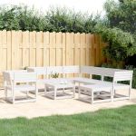 Set mobilier relaxare grădină, 8 piese, alb, lemn masiv de pin GartenMobel Dekor