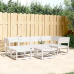 Set canapea de grădină, 6 piese, alb, lemn masiv pin GartenMobel Dekor