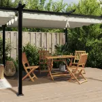 Foișor de grădină, acoperiș retractabil, crem, 3x6 m, aluminiu GartenMobel Dekor