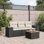 Set mobilier de grădină cu perne, 4 piese, negru, poliratan GartenMobel Dekor