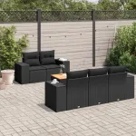 Set mobilier de grădină cu perne, 6 piese, negru, poliratan GartenMobel Dekor