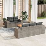 Set mobilier grădină cu perne, 6 piese, gri, poliratan GartenMobel Dekor