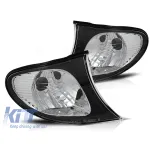 Set de semnale de tuning potrivit pentru far pentru BMW Seria 3 E46 sedan/combinație 2001-2005 cu bază cromată și cadru negru stânga + dreapta Performance AutoTuning