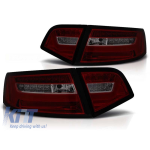 Set de stopuri LED de tuning potrivit pentru Audi A6 C6 sedan 2008-2011 roșu/întunecat, stânga și dreapta Performance AutoTuning
