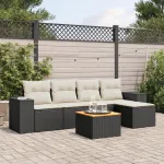 Set mobilier de grădină cu perne, 6 piese, negru, poliratan GartenMobel Dekor