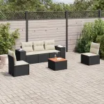 Set mobilier de grădină cu perne, 6 piese, negru, poliratan GartenMobel Dekor