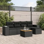 Set mobilier de grădină cu perne, 6 piese, negru, poliratan GartenMobel Dekor
