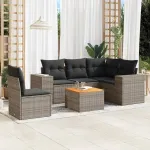 Set mobilier grădină cu perne, 6 piese, gri, poliratan GartenMobel Dekor