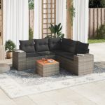 Set mobilier grădină cu perne, 6 piese, gri, poliratan GartenMobel Dekor