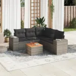 Set mobilier grădină cu perne, 6 piese, gri, poliratan GartenMobel Dekor