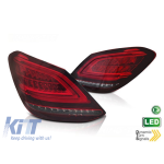 Kit de stopuri LED de tuning potrivit pentru Mercedes C-Class W205 sedan 2014-2018, bază roșie albă, cu semnalizator dinamic, stânga și dreapta Performance AutoTuning