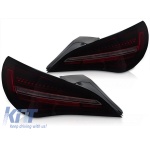 Kit de stopuri LED de tuning potrivit pentru Mercedes CLA C117 2013-2016 cu bază fumurie negru-roșie și semnalizator dinamic, pentru modelul echipat cu stopuri halogen, stânga și dreapta Performance AutoTuning