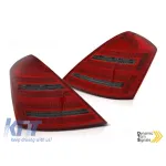 Kit de stopuri LED de tuning potrivit pentru Mercedes W221 Clasa S 2005-2009, bază fumurie roșie, cu semnalizator dinamic, stânga și dreapta Performance AutoTuning