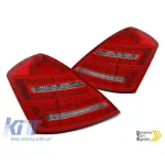 Kit de stopuri LED de tuning potrivit pentru Mercedes W221 Clasa S 2005-2009, bază roșie și albă, cu semnalizator dinamic, stânga și dreapta Performance AutoTuning