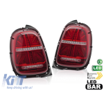 Kit de stopuri LED potrivit pentru Mini Cooper F55 hatchback 5 uși 2012-2017, F56 hatchback 3 uși, F57 cabrio 2014-2017 cu bază roșie și albă, pentru conector cu 6 pini, semnalizare dinamică stânga și Performance AutoTuning