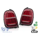 Kit de stopuri LED potrivit pentru Mini Cooper F55 hatchback 5 uși 2012-2017, F56 hatchback 3 uși, F57 cabrio 2014-2017 cu bază roșie și albă, pentru conector cu 6 pini, semnalizare dinamică stânga și Performance AutoTuning