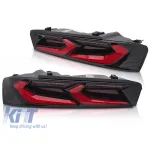 Set de stopuri LED de tuning potrivit pentru Chevrolet Camaro 2016-2018, cu semnalizare dinamică, bază negru-roșie, stânga și dreapta Performance AutoTuning