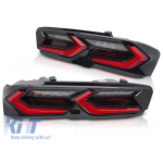 Set de stopuri LED de tuning potrivit pentru Chevrolet Camaro 2019-2023, cu semnalizator dinamic, bază negru-roșie, stânga și dreapta Performance AutoTuning