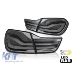 Set de stopuri LED potrivit pentru BMW Seria 4 F32 Coupe, F33 Cabriolet, F36 Gran Coupe 2013-2016, complet fumurii, cu semnalizare dinamică, stânga și dreapta Performance AutoTuning