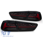 Set de stopuri LED tuning potrivite pentru Mitsubishi Lancer 2008-2016 sedan cu bază fumurie, cu semnalizator dinamic, cu funcția "Întâmpinare", stânga și dreapta Performance AutoTuning
