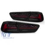 Set de stopuri LED tuning potrivite pentru Mitsubishi Lancer 2008-2016 sedan cu bază fumurie, cu semnalizator dinamic, cu funcția "Întâmpinare", stânga și dreapta Performance AutoTuning