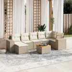 Set canapele de grădină, 8 piese, cu perne, bej, poliratan GartenMobel Dekor
