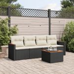 Set mobilier de grădină cu perne, 5 piese, negru, poliratan GartenMobel Dekor