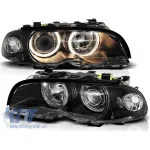 Kit de faruri tuning cu ochi de înger halogen potrivit pentru BMW 3 E46 04.1999-03.2001 coupe/cabriolet, stânga și dreapta Performance AutoTuning