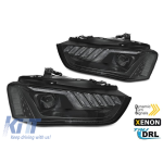 Kit de faruri xenon potrivit pentru Audi A4 B8 2012-2015 cu semnalizator dinamic, bază neagră, stânga și dreapta Performance AutoTuning