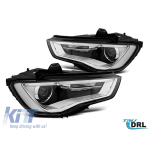 Kit de tuning faruri DRL potrivit pentru Audi A3 2012-2016 cu bază neagră, stânga și dreapta Performance AutoTuning