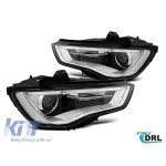 Kit de tuning faruri DRL potrivit pentru Audi A3 2012-2016 cu bază neagră, stânga și dreapta Performance AutoTuning