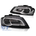 Set de faruri de tuning cu lumini DRL reale, potrivit pentru Audi A3 8P 2008-2012 3D/5D, stânga și dreapta Performance AutoTuning
