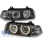 Set de faruri de tuning cu ochi de înger halogen potrivit pentru BMW 3 E36 12.1990-08.1999 coupe/cabriolet, stânga și dreapta Performance AutoTuning