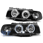 Set de faruri de tuning cu ochi de înger halogen potrivit pentru BMW 7 E38 6.1994 - 8.1998, stânga și dreapta Performance AutoTuning