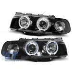 Set de faruri de tuning cu ochi de înger halogen potrivit pentru BMW 7 E38 6.1994 - 8.1998, stânga și dreapta Performance AutoTuning