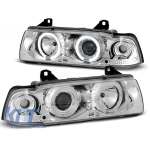 Set de faruri de tuning cu ochi de înger halogeni, potrivit pentru BMW 3 E36 12.1990-08.1999 coupe/cabriolet, stânga și dreapta Performance AutoTuning