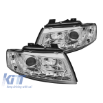 Set de faruri de tuning potrivit pentru Audi A4 B6 Cabriolet 2002-2006 cu bază cromată, stânga și dreapta Performance AutoTuning