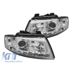 Set de faruri de tuning potrivit pentru Audi A4 B6 Cabriolet 2002-2006 cu bază cromată, stânga și dreapta Performance AutoTuning