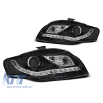 Set de faruri de tuning potrivit pentru Audi A4 B7 2004-2008 cu bază neagră, stânga și dreapta Performance AutoTuning