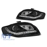Set de faruri de tuning potrivit pentru Audi A4 B7 2004-2008 cu bază neagră, stânga și dreapta Performance AutoTuning