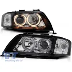 Set de faruri tuning cu ochi de înger halogen potrivit pentru Audi A6 C5 05.1997-05.2001 sedan/combinate, stânga și dreapta Performance AutoTuning